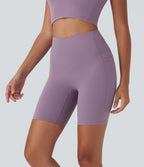 UltraSculptTM Cool Quick Dry SoCinched High Waisted Tummy Control Shaping Yoga Biker Shorts 7'' with Pockets-UPF50+