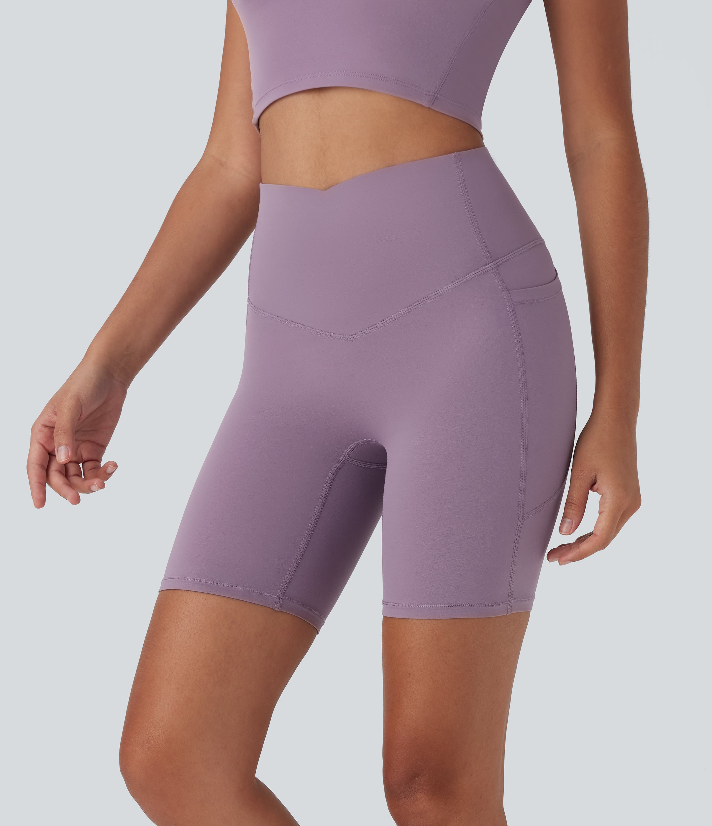 UltraSculptTM Cool Quick Dry SoCinched High Waisted Tummy Control Shaping Yoga Biker Shorts 7'' with Pockets-UPF50+