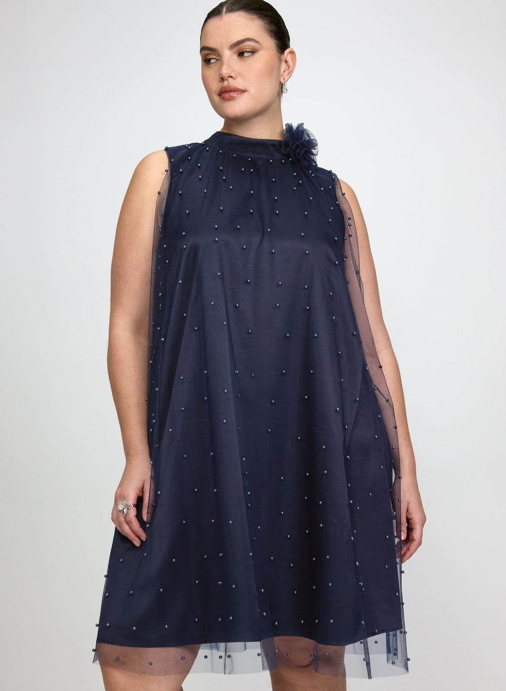 Tonal Pearl Embellished Dress