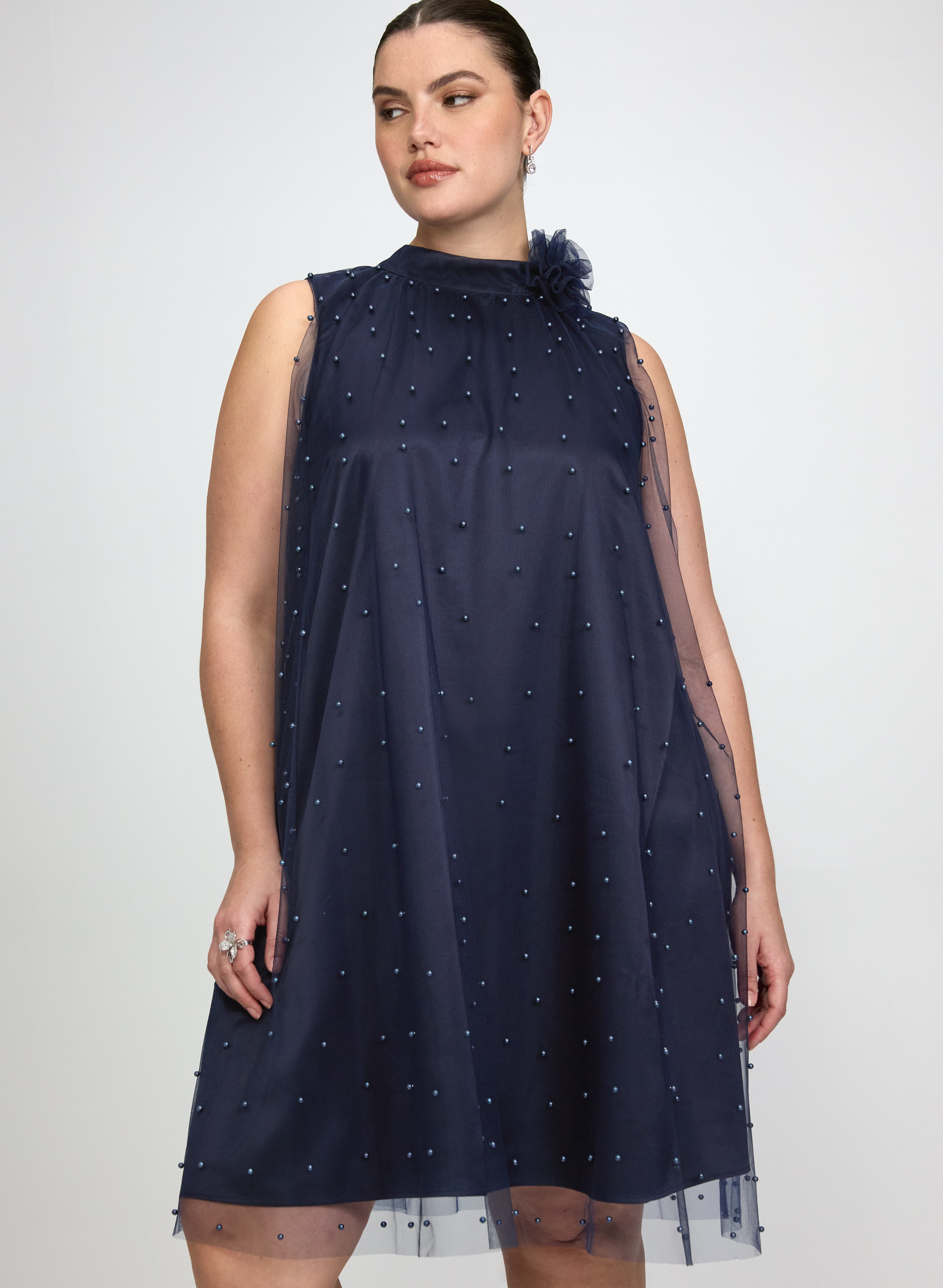 Tonal Pearl Embellished Dress