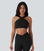 Light Support Crossover Cut Out Yoga Sports Bra