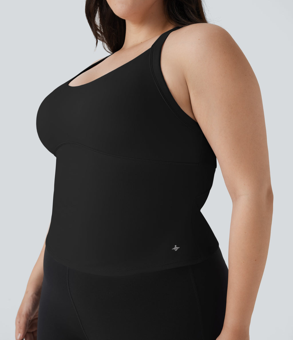 SoftlyZeroTM Plush Cut Out Yoga Plus Size Tank Top