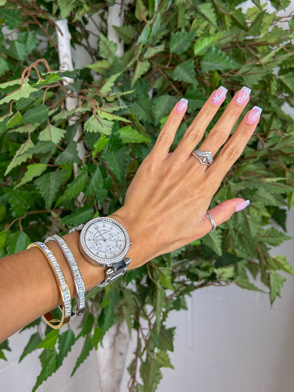 Thick Diamante Baguette Bangle (2 Colours)