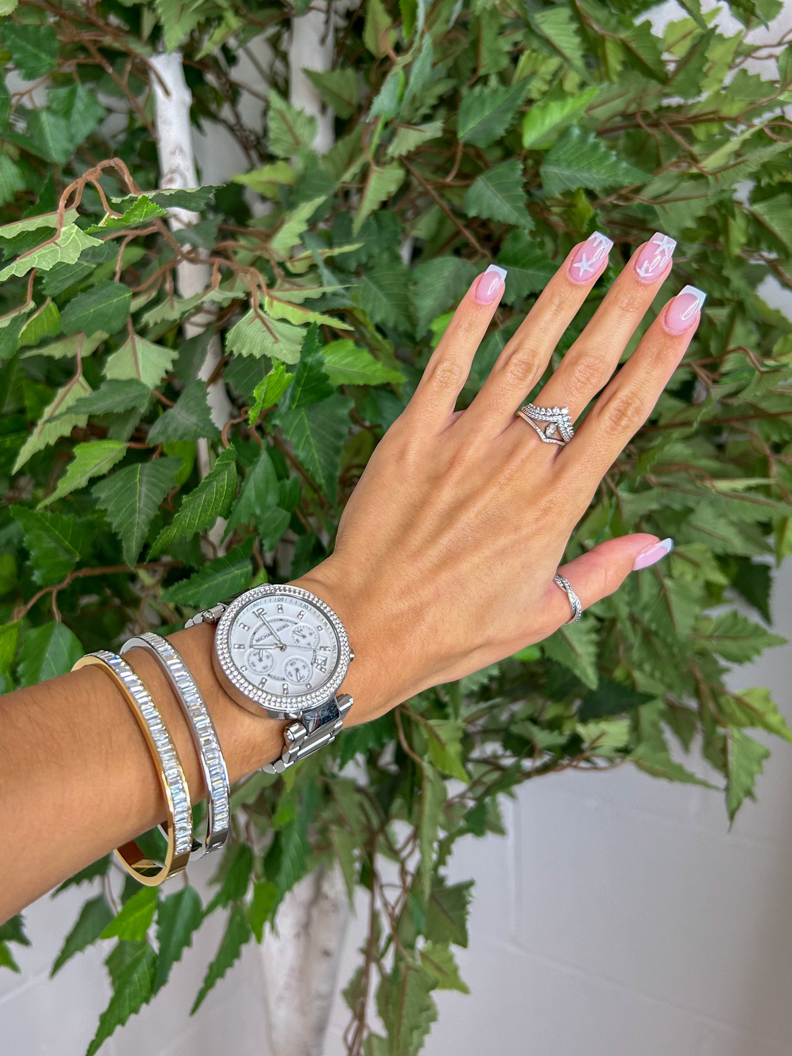 Thick Diamante Baguette Bangle (2 Colours)