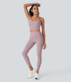 UltraSculptTM Cool Quick Dry SoCinched High Waisted Tummy Control Ventilation Perforated Yoga Leggings with Pockets-UPF50+