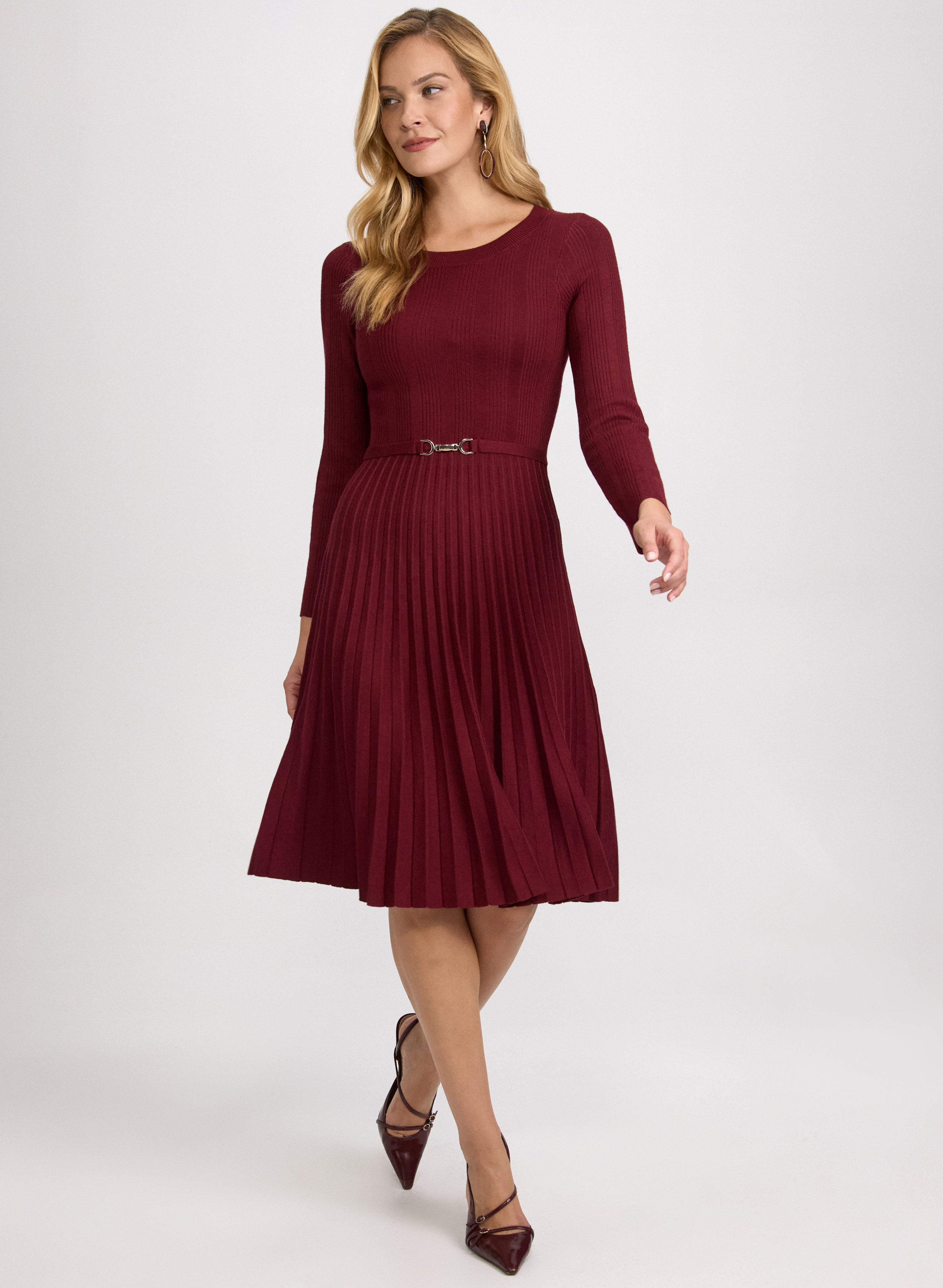 Pleated Knit Dress