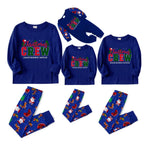 Christmas Family Matching Pajamas-Cozy Blue Pjs Set with "Christmas Crew Making Memories Together" Slogan Print