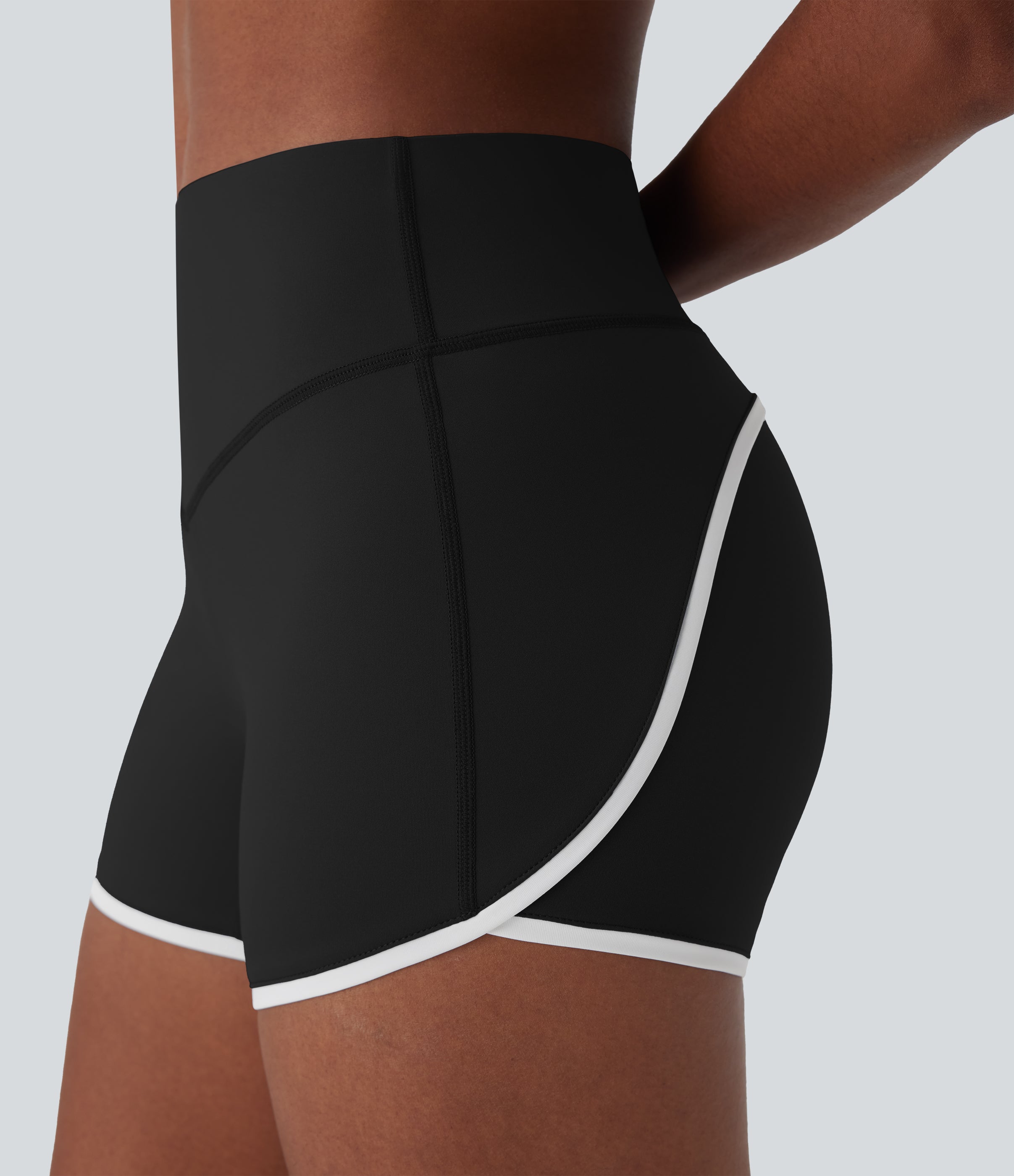 SoftlyZeroTM Airy SoCinched Mid Rise Tummy Control Color Block Cool Touch Yoga Biker Shorts 3''-UPF50+