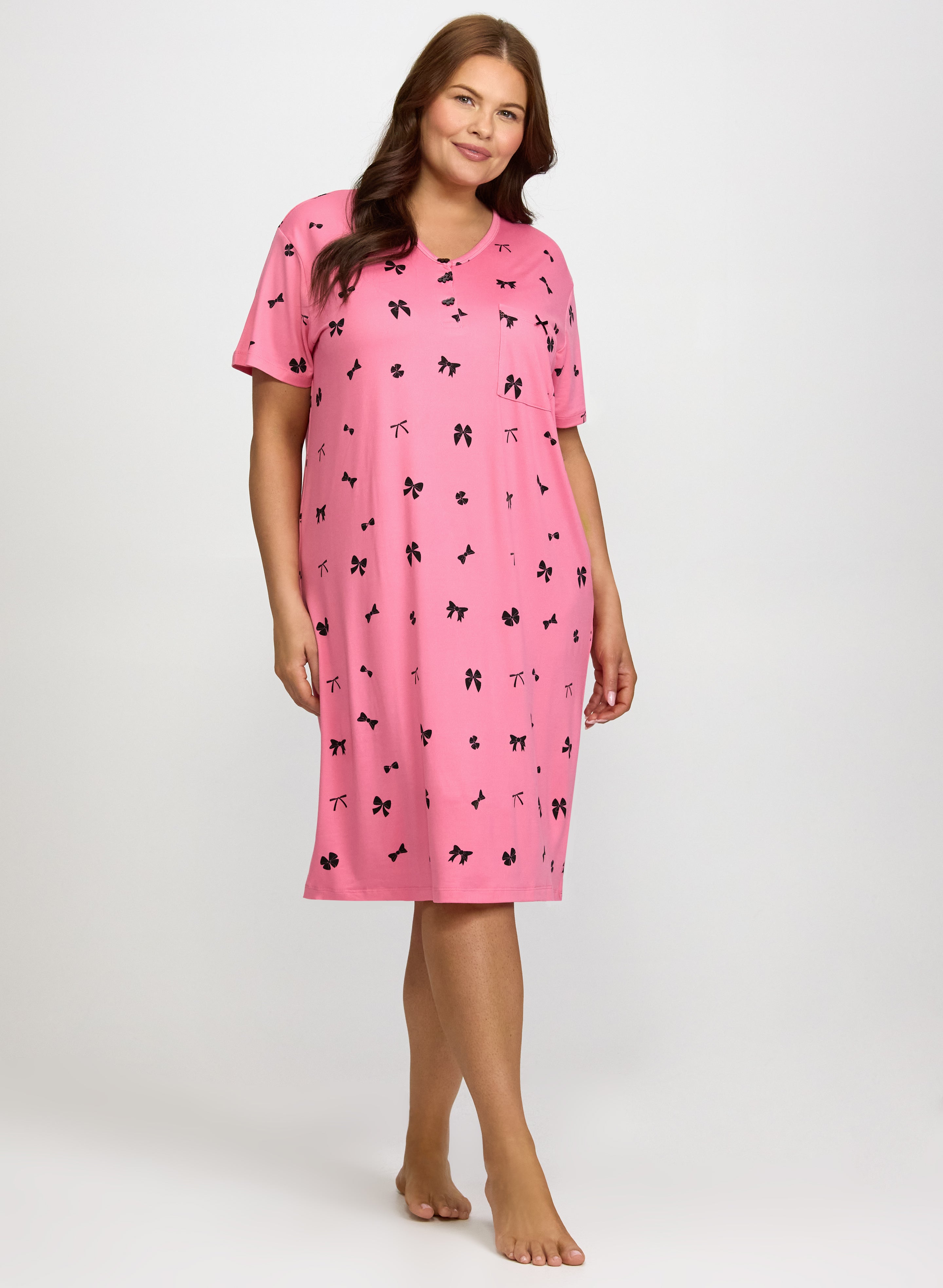 Bow Print Jersey Nightgown