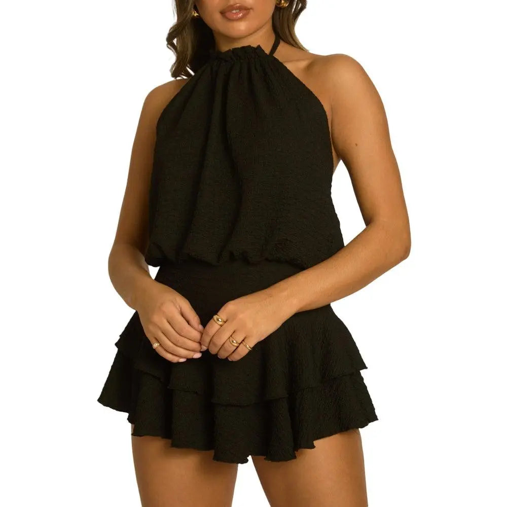 Bernice Womenswear Rebellious Fashion Textured Flippy Playsuit