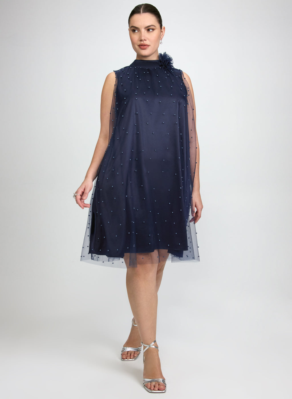 Tonal Pearl Embellished Dress