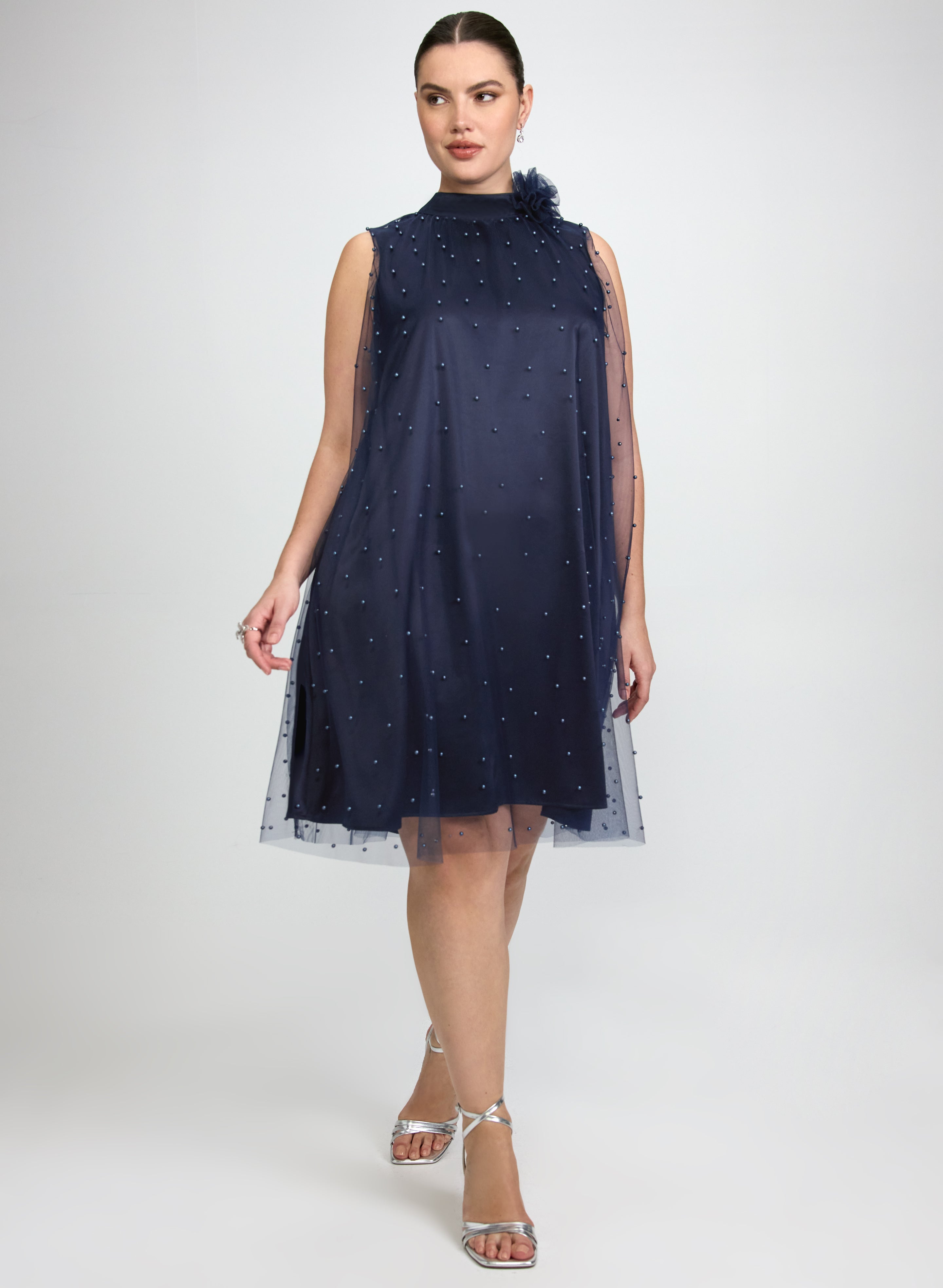 Tonal Pearl Embellished Dress