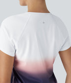 SoftlyZeroTM QuickDry Round Neck Short Sleeve Gradient Running Sports Top