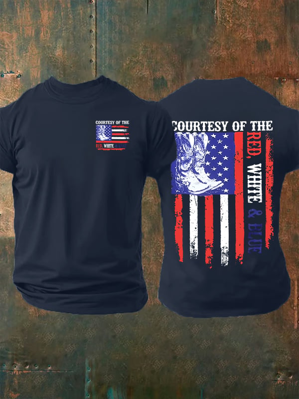 Men's  Courtesy Of Red White And Blue 250th Anniversary Flags T-Shirt