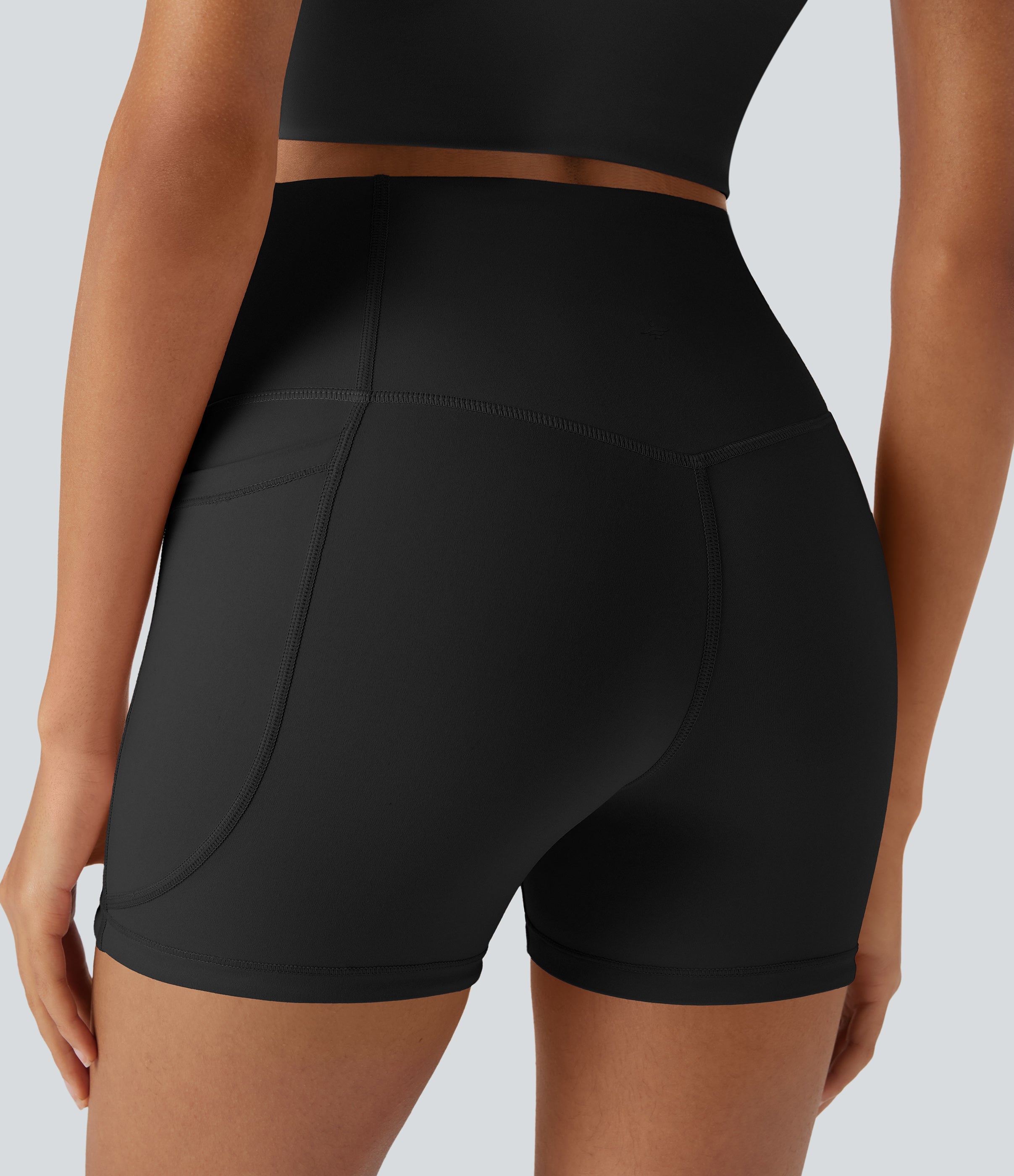 UltraSculptTM Cool Quick Dry SoCinched High Waisted Tummy Control Shaping Yoga Biker Shorts 3'' with Pockets-UPF50+