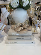 Double Strap Gold Stud Detail Sandal (3 Colours)