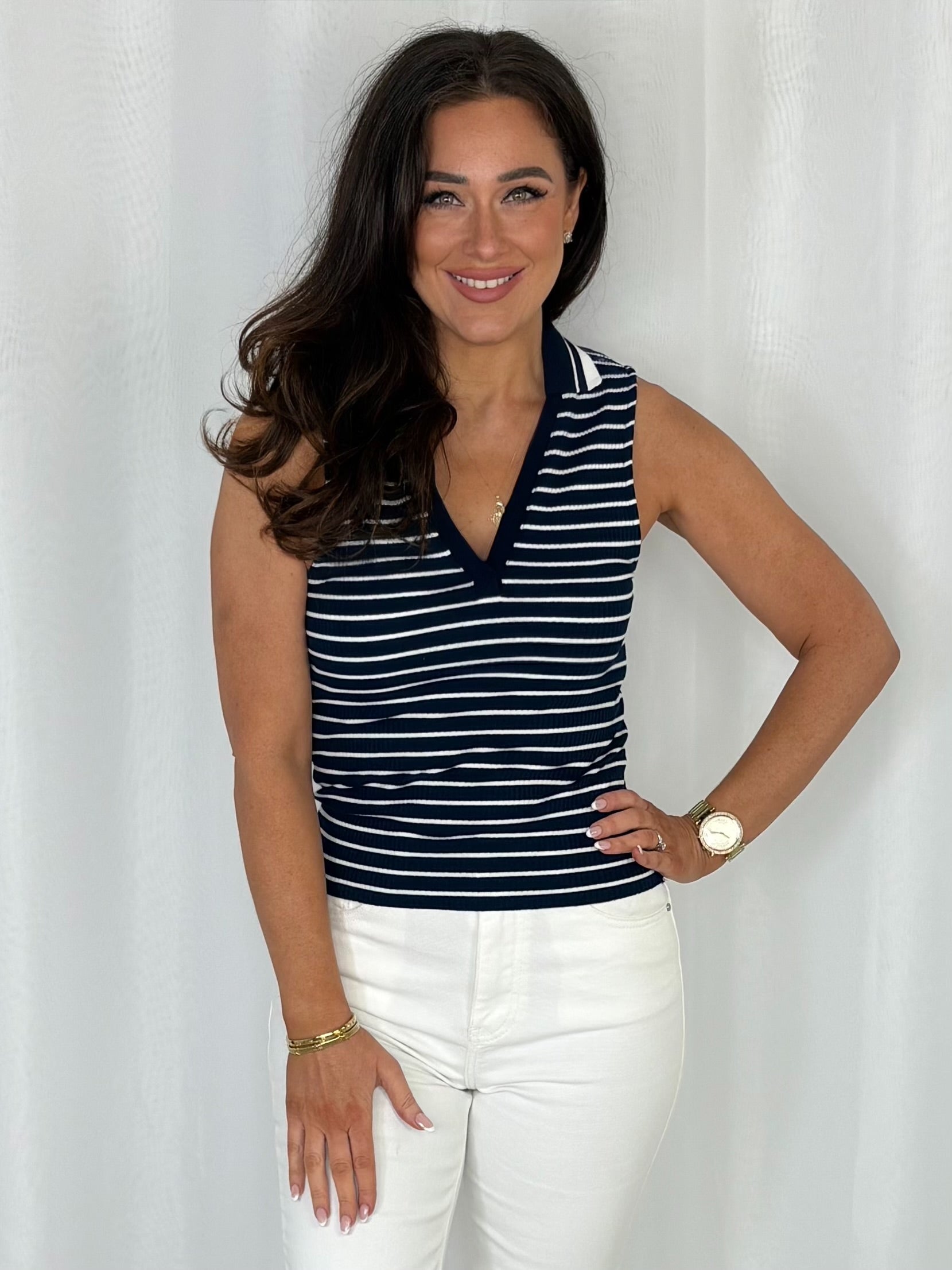 Navy Stripe Tank Top