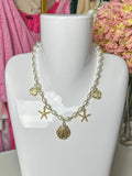 Shell Starfish Pendant Pearl Necklace (2 Colours)