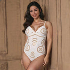 White Scalloped Hollow Sexy One-Piece Swimsuit&Skirt