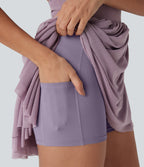 Mesh 2-in-1 Mini Dance Active Dress with Pocket