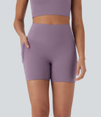 UltraSculptTM Cool Quick Dry SoCinched High Waisted Tummy Control Shaping Yoga Biker Shorts 5'' with Pockets-UPF50+