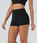 Seamless Flow High Waisted Lettuce Trim Lounge Shorts 2.5''