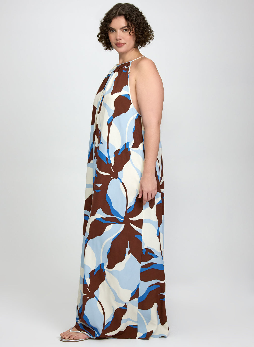 Leaf Print Maxi Dress