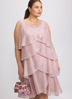 Metallic Jacket & Tiered Dress Set