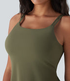 SoftlyZeroTM Plush Double Straps 2-Piece Pockets Slip Dance Active Dress D/DD/DDD/F Cups