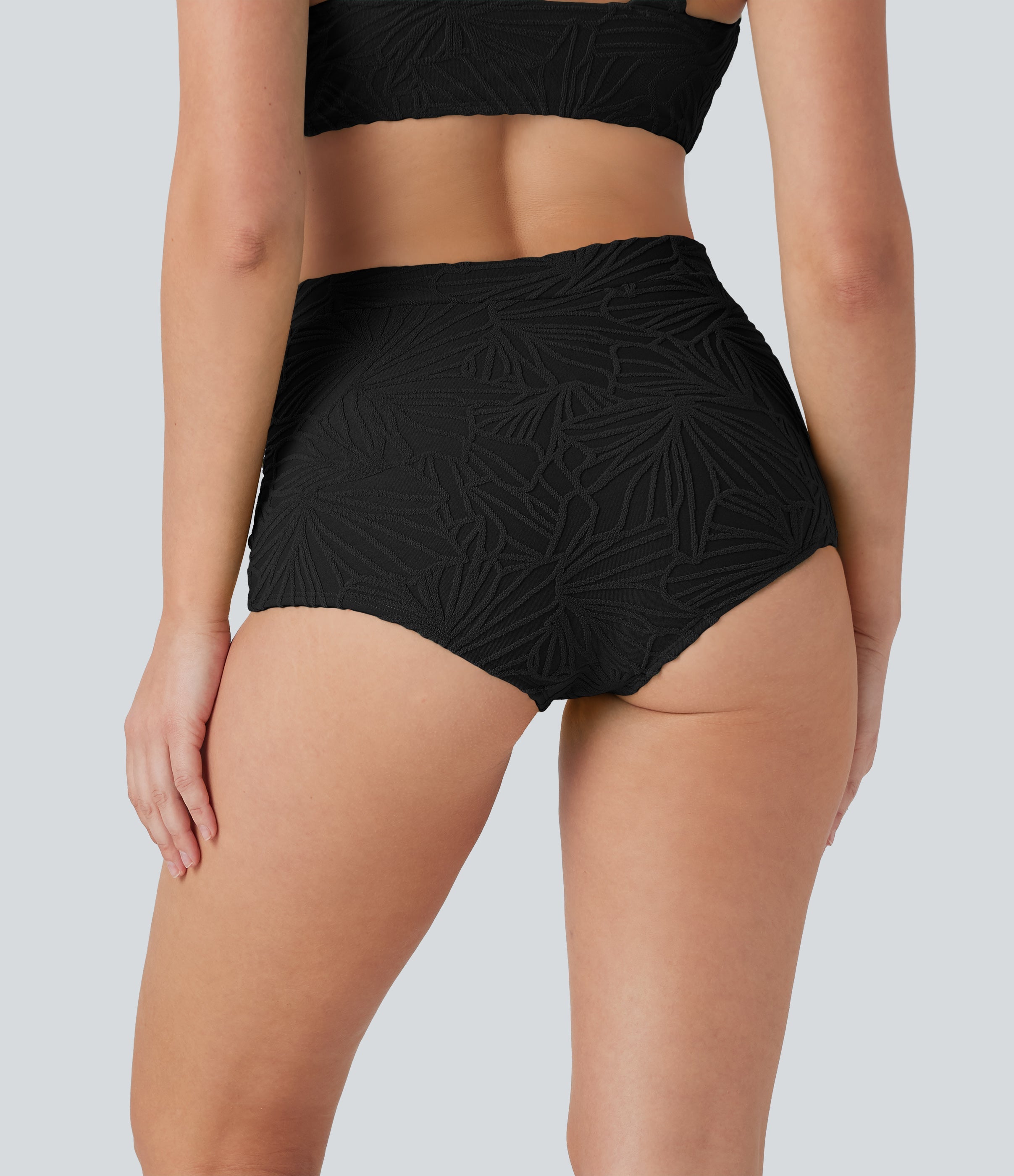 High Waisted Texture Bikini Bottom Swimsuit
