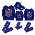 Cozy Blue Christmas Pajamas Set With "Family Christmas 2025 Making Memories Together" Text Print