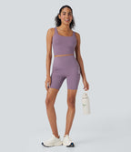 UltraSculptTM Cool Quick Dry SoCinched High Waisted Tummy Control Hiking Biker Shorts 7'' with Pockets-UPF 50+