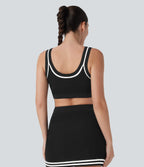 Color Block Cropped Casual Sweater Knit Tank Top