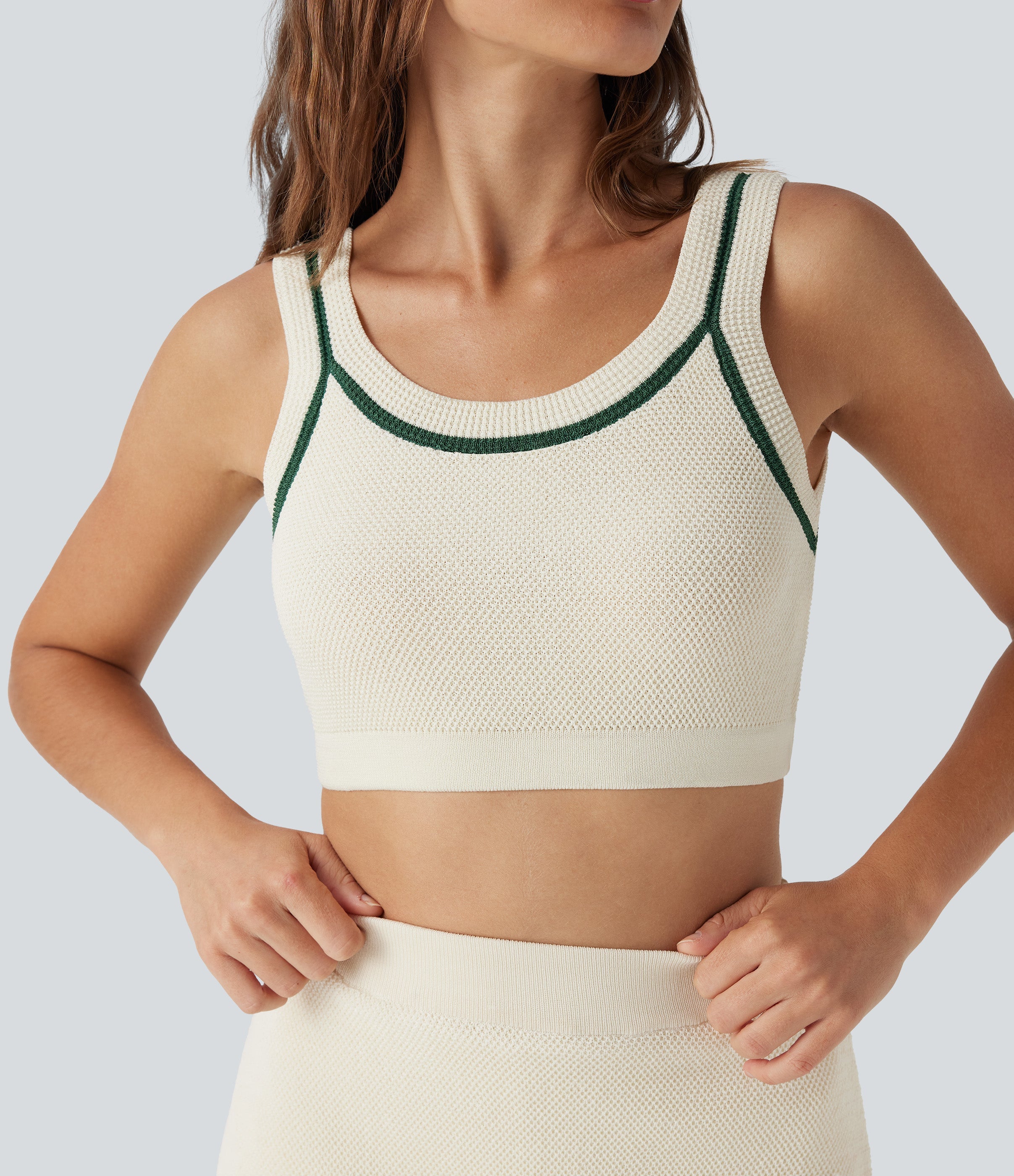 Color Block Cropped Casual Sweater Knit Tank Top