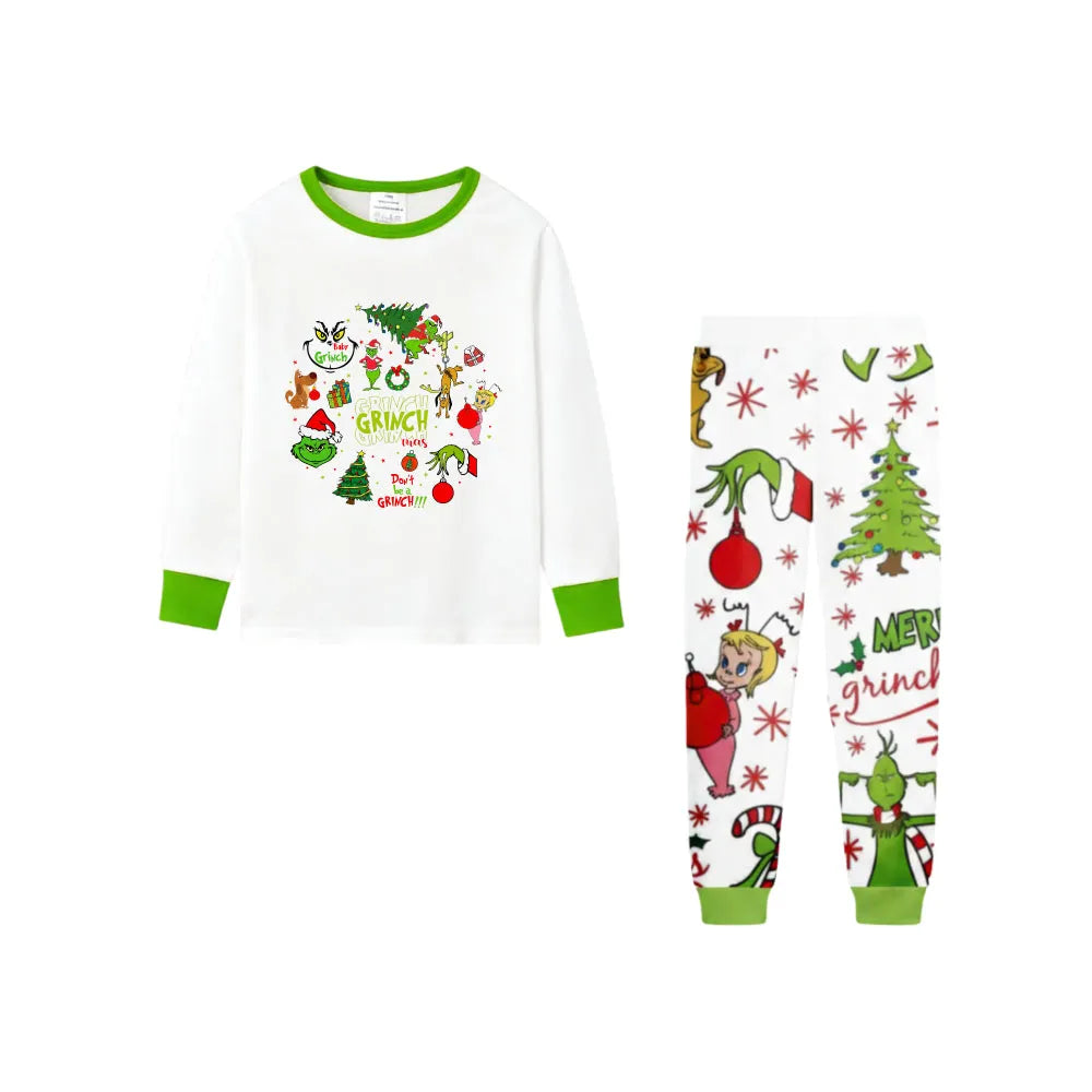Holiday Family Christmas Pajamas Set With Cute Xmas Character Cartoon Design