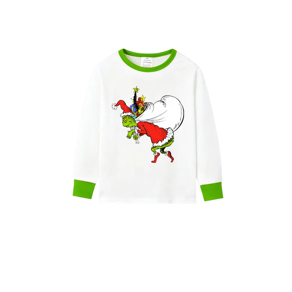 Holiday Family Christmas Pajamas Set With Cartoon Pattern Print
