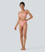 V-Shaped Low Rise Gingham High Leg Cheeky Bikini Bottom Swimsuit