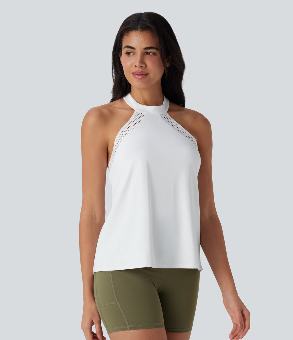 SoftlyZeroTM Airy Halter Draped Cool Touch Yoga Top-UPF50+