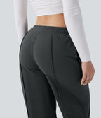 Low Rise Drawstring Wide Leg Casual Pants with Pockets