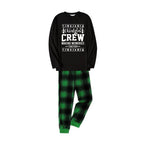 Christmas Family Matching Pajamas-Black Top and Green Plaid Pants Pjs Set with "Christmas Crew" and Christmas Pattern Print