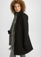 Zip Front Wool-Blend Coat