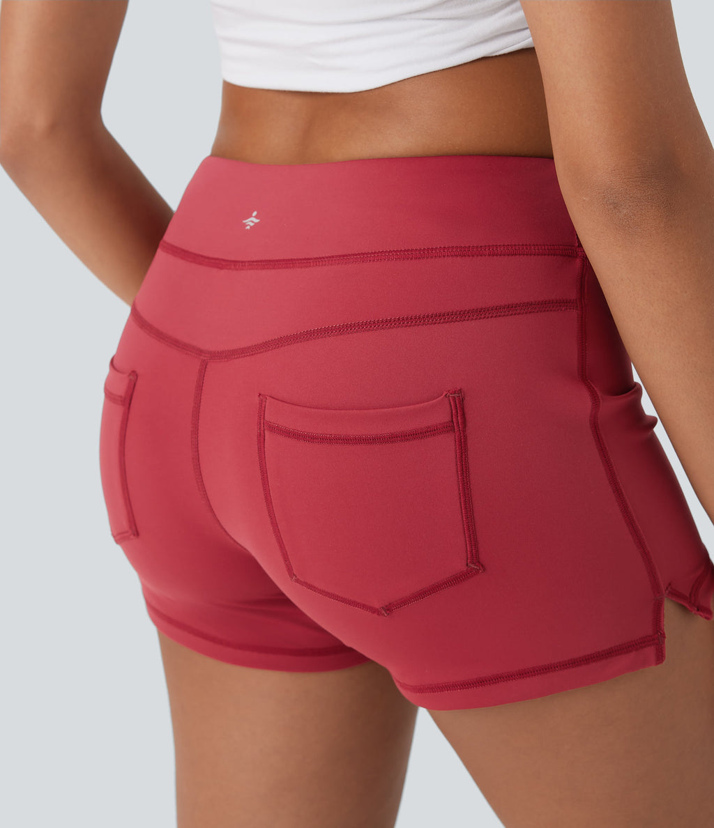 Low Rise Yoga Biker Shorts 3'' with Pockets