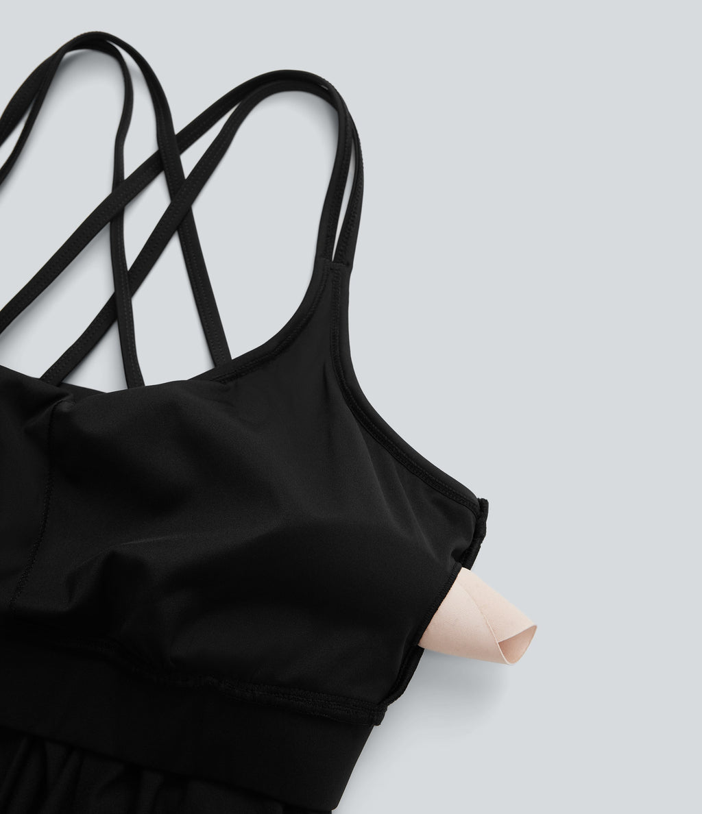 Double Straps Pleated Quick Dry Yoga Cami Top-D/DD/DDD/F Cups