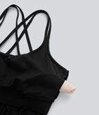 Double Straps Pleated Quick Dry Yoga Cami Top-D/DD/DDD/F Cups