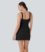 SoftlyZeroTM Plush Push-Up Molded Cups 2-in-1 Yoga Active Dress with Pockets-Easy Peezy