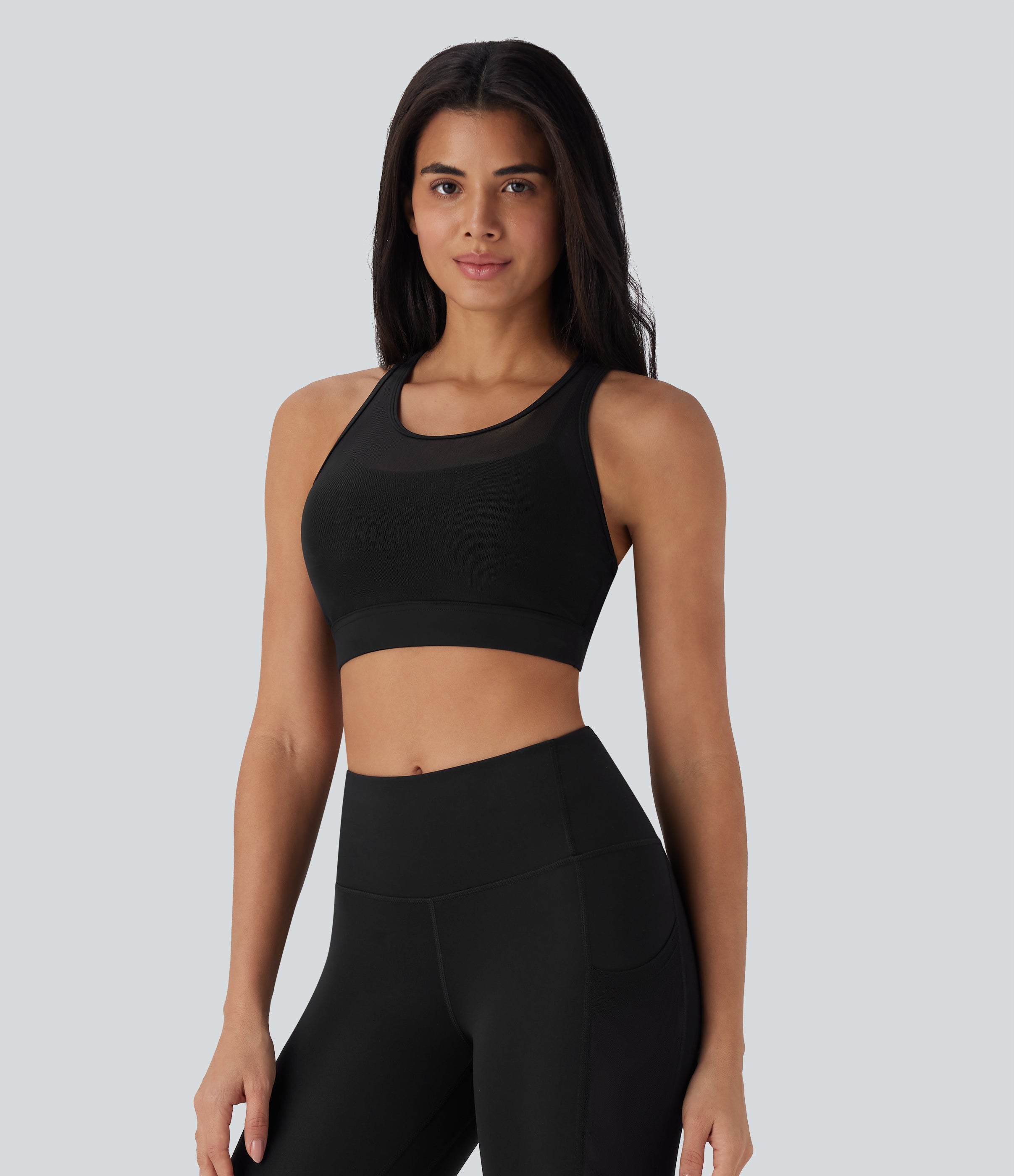 SpeedWaveTM Medium Support Racerback Contrast Mesh Quick Dry Training Sports Bra