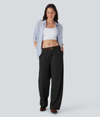 Quick Dry Low Rise Inside Drawstring Straight Leg Casual Pants with Pockets-UPF 40+