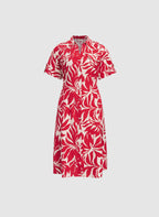 Leaf Print Linen-Blend Dress