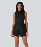 Mock-Neck Sleeveless Casual Jumpsuit with Pockets-Easy Peezy