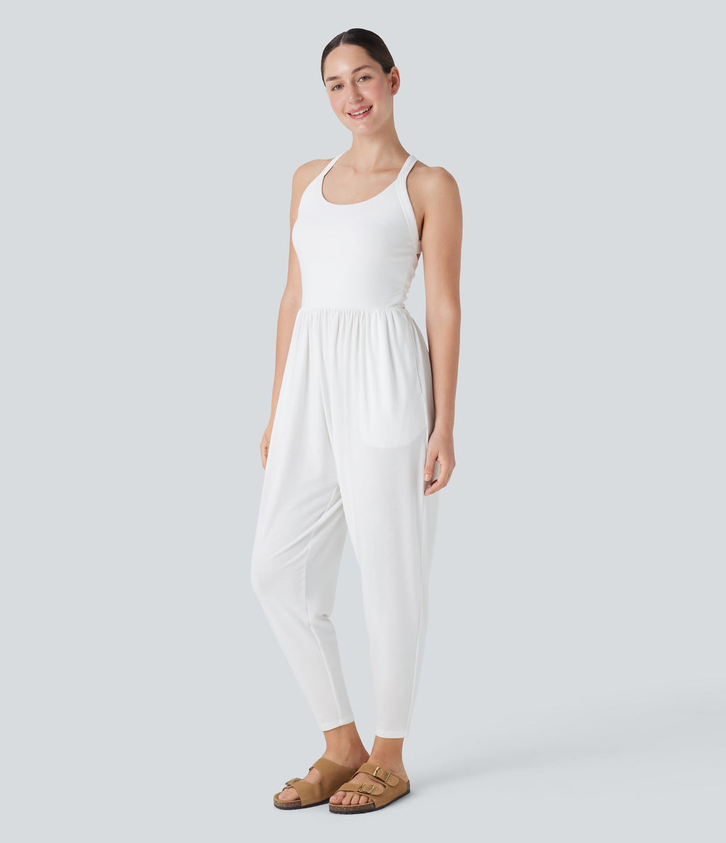 Harem Casual Jumpsuit with Pockets-Easy Peezy Edition